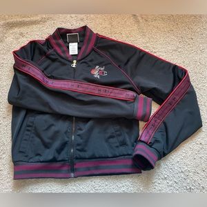 Champion - Women’s black full zip floral logo track jacket. Size medium